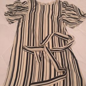 Sz 4 H&M black&cream striped dress